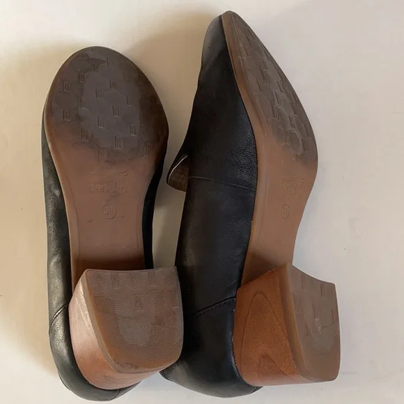 Dansko Black Leather Block Heel Loafers size 38 - Picture 7 of 11